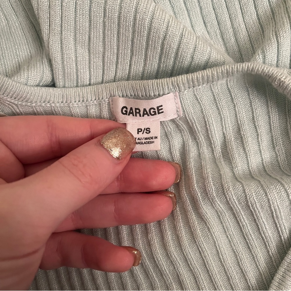 Garage Fly Away Open Tie Front Ribbed Cardigan Sweater Top - Picture 7 of 7